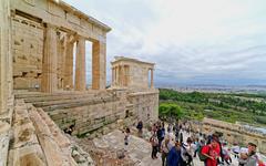 The Acropolis in Athens with a clear blue sky