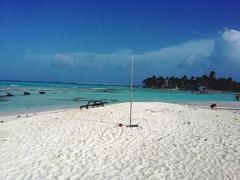 People walking through the sea at Isla Acuario, San Andres