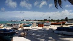 Fishing boats on a beach in San Andres Island