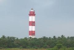 Lighthouse on a coastal landscape