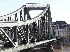 Eiserne Brücke or Iron Bridge across Main river in Frankfurt am Main