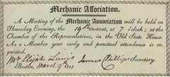 Title: Mechanic Association. A meeting of the Mechanic Association at the Chamber of the Representatives in the Old State House.