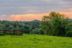 Twilight view over Hofheider Bachtal in Erkrath