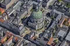 Aerial view of the City Circle Line construction for Copenhagen Metro near Marmorkirken