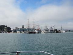 Boats moored at Fisherman's Wharf in San Francisco