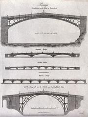 Engraving of several civil engineering bridges by Garner