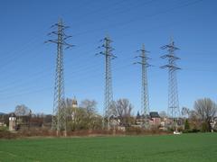 110 and 20 kV power lines crossing the Main River in Frankfurt-Höchst