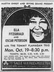 Ella Fitzgerald and Oscar Peterson performing at Place des Arts in 1970