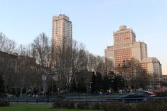 Torre de Madrid and Edificio España in Plaza de España, Madrid