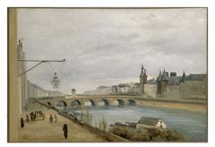 Painting of Le Pont au Change seen from the Quai de Gesvres by Camille Corot