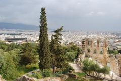 View of the Acropolis of Athens from a distance