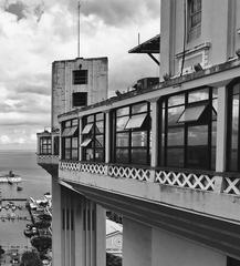 Elevador Lacerda in Salvador, Brazil in black and white