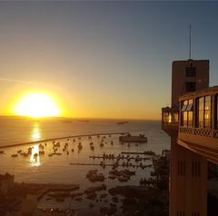 Elevador Lacerda at sunset in Salvador, Brazil