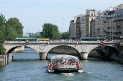 Jeanne Moreau bateau promenade on the Seine near Pont Saint-Michel in Paris