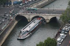 Bateau-Mouche La Gabarre on the Seine River viewed from Notre-Dame de Paris