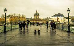 Paris art bridge with sculptures