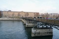 Pont des Arts pedestrian bridge in Paris crossing the River Seine