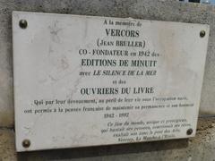 Commemorative plaque of writer Jean Bruller, known as Vercors, in Paris