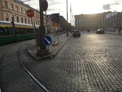 Cityscape of Helsinki, Finland with a mix of historic and modern buildings