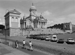 Dale Eldred's environmental art at Senate Square in front of Helsinki Cathedral