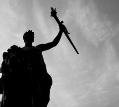 Victoria Monument in London in black and white