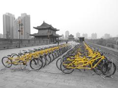 Tandem bicycles on the Xi'an city wall