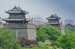 Xi'an city wall with traditional architectural elements