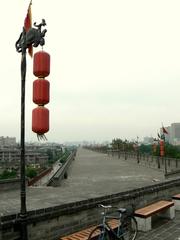 Looking down the city wall of Xi'an