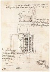 Leonardo da Vinci manuscript page on the Sforza monument