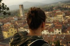 Scenic sunset over Lucca, Italy