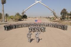 U.S. Soldiers of the 82nd Airborne Division take the oath of enlistment in Baghdad, Iraq