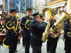 Semana Santa procession with a marching band in Palma