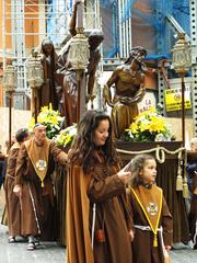 Easter Week procession at Plaça Cort in Palma depicting the Second Fall of Christ