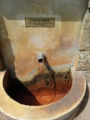 Forest spring emerging from a pipe