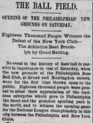 Opening of Philadelphia's New Grounds, 1887