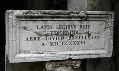 1836 Latin inscription on statue Gobbo di Rialto in Campo San Giacometto