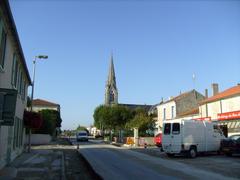 Trizay village center with old stone buildings and church in view