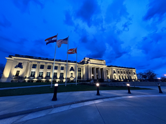 Missouri History Museum at dusk