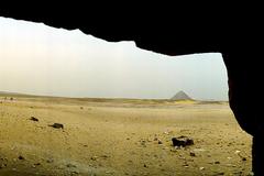 Red Pyramid seen from a hollow at the Bent Pyramid base in Dahshur, Giza, Egypt