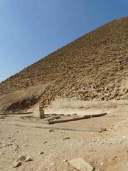 View of the upper temple of the Red Pyramid in Dahshur with the pyramidion on site