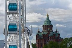 Finnair SkyWheel and Uspenski Cathedral in Helsinki