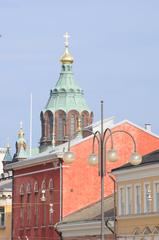 Helsinki cityscape with waterfront buildings