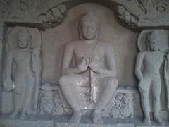 Carved relief in Kanheri Caves