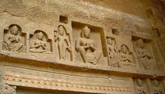 Carvings on the wall of Kanheri Caves in Borivili, Mumbai