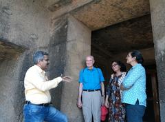 Archaeologist Prof. Suraj Pandit explaining the history of Kanheri caves