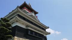 Kiyosu Castle with surrounding greenery under a clear blue sky