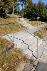 Steps behind Visitor Center at Brooklyn Botanic Garden in New York City