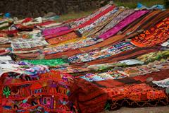 colorful Peruvian textiles for sale at Tambomachay