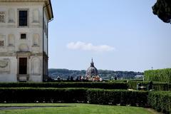 Villa Medici in Rome on a sunny day with trees and architectural details