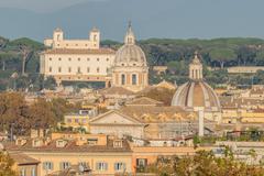 Villa Medici, Santi Ambrogio e Carlo al Corso, and San Salvatore in Lauro from Belvedere dei Salviati in Rome